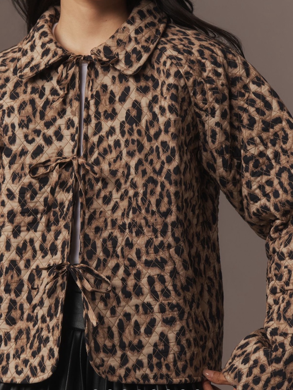 Anthropologie Leopard Print Quilted Jacket - Tan/Black - Picture 4 of 11